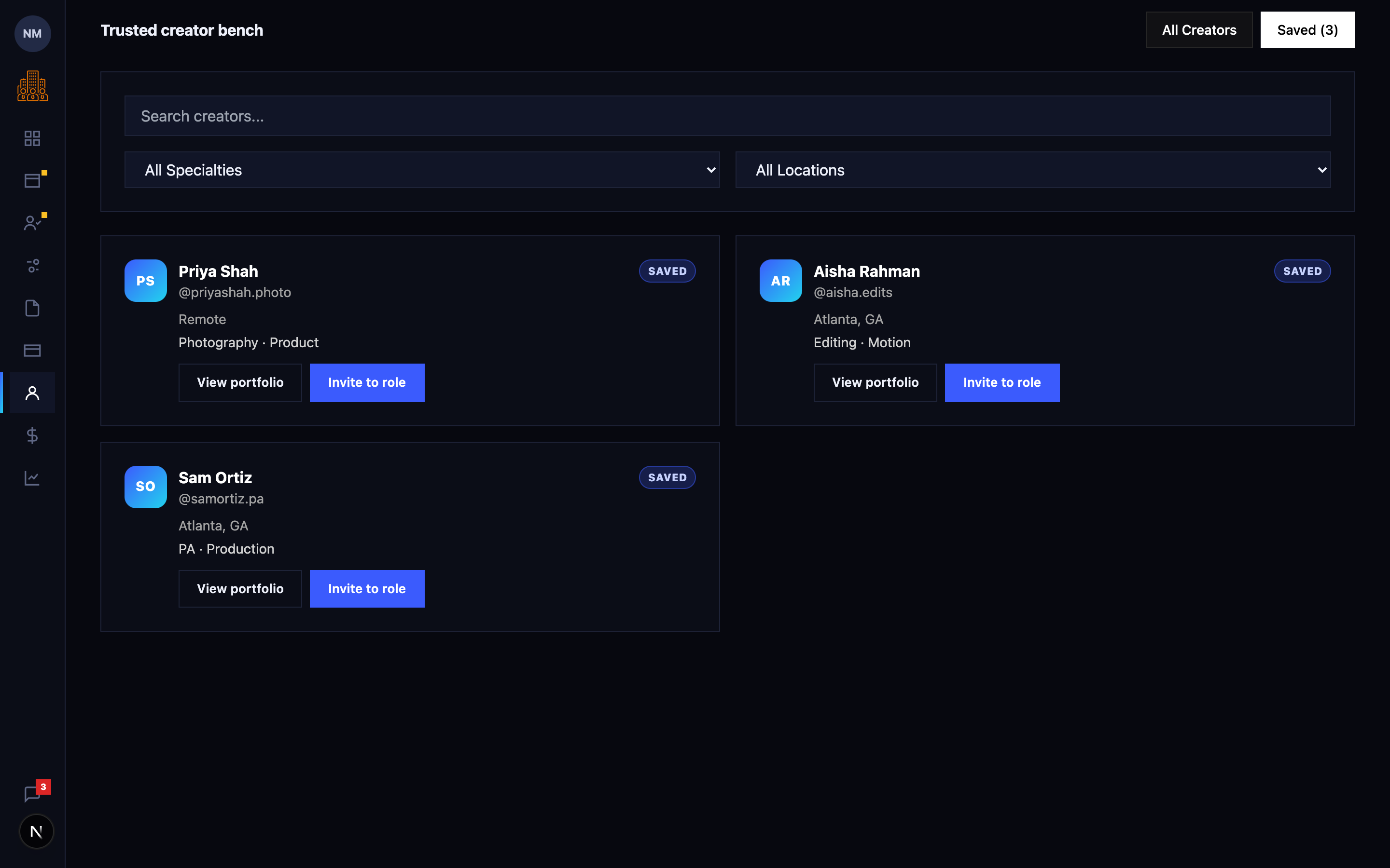 Save creators to your trusted bench workspace preview